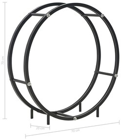 vidaXL Ράφι Καυσόξυλων Μαύρο 70 x 20 x 70 εκ. Ατσάλινο