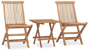 vidaXL Σετ Τραπεζαρίας Εξ. Χώρου Πτυσσόμενο 3 Τεμ. από Μασίφ Ξύλο Teak