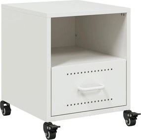 vidaXL Κομοδίνο Λευκό 36x39x43,5 εκ. από Χάλυβα