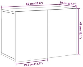 Ντουλάπι Τοίχου Τηλεόρασης Παλαιό Ξύλο 60 x 30 x 41 εκ. - Καφέ