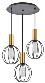 Φωτιστικό Οροφής  SE21-GM-4-3BL-GR1 ADEPT TUBE Gold Matt Pendant Black Metal Grid+ - 51W - 100W - 77-8628