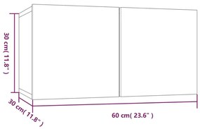 Έπιπλα Τηλεόρασης Κρεμαστά Γκρι 60x30x30 εκ. Επεξ. Ξύλο - Γκρι