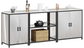 vidaXL Σετ Αποθήκευσης Κουζίνας με ράφι 3 pcs Ασημί Ανοξείδωτο ατσάλι