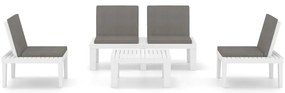 vidaXL Σαλόνι Κήπου 4 Τεμαχίων Λευκό Πλαστικό με Μαξιλάρια