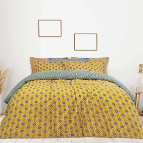 Σεντόνια Casual 5402 Με Λάστιχο (Σετ 3τμχ) Ocher-Light Blue Das Home Single 120x235cm Cotton-Polyester