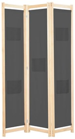 vidaXL Διαχωριστικό Δωματίου με 3 Πάνελ Γκρι 120x170x4 εκ. Υφασμάτινο