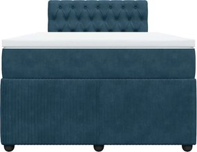 vidaXL Κρεβάτι Boxspring με Στρώμα Μπλε 120x200 εκ. Βελούδινο