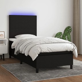 ΚΡΕΒΑΤΙ BOXSPRING ΜΕ ΣΤΡΩΜΑ &amp; LED ΜΑΥΡΟ 80X200 ΕΚ. ΥΦΑΣΜΑΤΙΝΟ 3134671