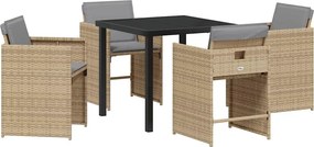 vidaXL Σέτ φαγητού για κήπο 5 pcs Μπεζ συνθετικό ρατάν