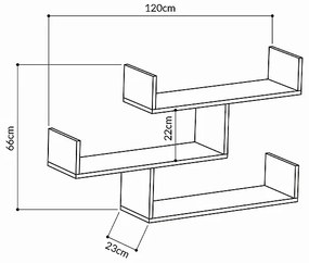 Ραφιέρα τοίχου Tibet Megapap χρώμα ανθρακί 119x22x66εκ.