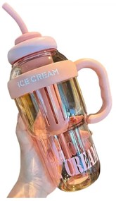 Φορητό παγούρι πλαστικό με καλαμάκι - 1300ml - RTS16 - 590166 - Pink-590166_pi