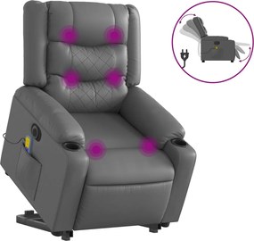 vidaXL Πολυθρόνα Μασάζ Ηλεκ Ανακλινόμενη με Ανύψωση Συνθετικό Δέρμα