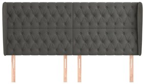 Κεφαλάρι με Πτερύγια Σκούρο Γκρι 183x23x118/128 εκ. Βελούδινο - Γκρι