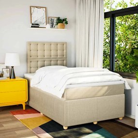 vidaXL Κρεβάτι Boxspring με Στρώμα Κρεμ 120x190 εκ. Υφασμάτινο