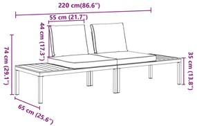 vidaXL Σαλόνι Κήπου Σετ 2 Τεμαχίων με Μαξιλάρια Μαύρο Αλουμίνιο
