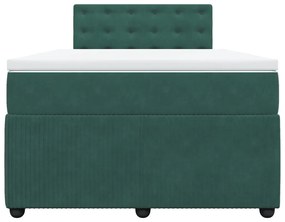 vidaXL Κρεβάτι Boxspring με Στρώμα Σκούρο Πράσινο 120x200εκ. Βελούδινο