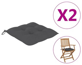 vidaXL Μαξιλάρια Καρέκλας 2 τεμ. Ανθρακί 40 x 40 x 7 εκ. Υφασμάτινα
