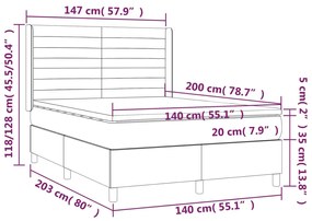 ΚΡΕΒΑΤΙ BOXSPRING ΜΕ ΣΤΡΩΜΑ &amp; LED ΜΑΥΡΟ 140X200 ΕΚ. ΥΦΑΣΜΑΤΙΝΟ 3138399