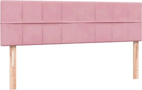 vidaXL Κρεβάτι Boxspring με Στρώμα &amp; LED Ροζ 160x210 εκ. Βελούδινο