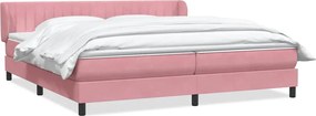vidaXL Box Spring κρεβάτι με στρώματα ροζ 180x210 cm Βελούδινο