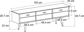 Έπιπλο τηλεόρασης Bolea Megapap χρώμα modern black 150x35x49,7 εκ.
