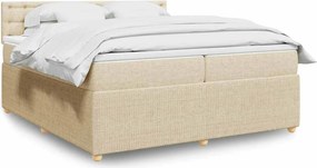vidaXL Κρεβάτι Boxspring με Στρώμα Κρεμ 200x200 εκ. Υφασμάτινο