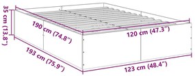 Πλαίσιο Κρεβατιού Γκρι Σκυροδέματος 120x190 εκ. Επεξεργ. Ξύλο - Γκρι