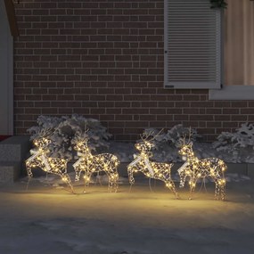 vidaXL LED Ελάφια με 80 LED 4 pcs Χρυσό PET
