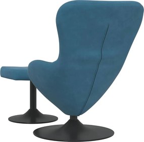 vidaXL Αυγό Καρέκλα με Σκαμνί with Footstool Μπλε Βελούδο