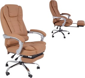 BF9700 Relax Πολυθρόνα Γραφείου Διευθυντή, με Υποπόδιο, Βάση Χρώμιο,PU Μπεζ   1τμχ