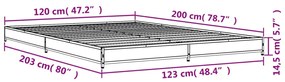 Πλαίσιο Κρεβατιού Καπνιστή Δρυς 120x200εκ. Επεξ. Ξύλο &amp; Μέταλλο - Καφέ