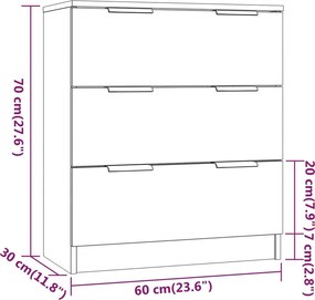 vidaXL Μπουφές 3 Τεμαχίων Γκρι Sonoma από Επεξεργασμένο Ξύλο