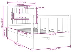 ΠΛΑΙΣΙΟ ΚΡΕΒΑΤΙΟΥ ΜΑΥΡΟ 75X190 ΕΚ. ΜΑΣΙΦ ΞΥΛΟ 2FT6 SMALL SINGLE 3104092