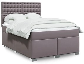 Κρεβάτι Boxspring με Στρώμα Γκρι 140x200εκ. από Συνθετικό Δέρμα - Γκρι