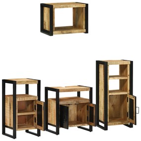 vidaXL Σετ Επίπλων Μπάνιου με ράφι 4 pcs Καστανό Στερεό ξύλο μάνγκο