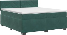 vidaXL Κρεβάτι box spring με στρώμα Σκούρο Πράσινο 200 x 200 cm