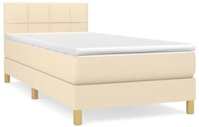 vidaXL Κρεβάτι Boxspring με Στρώμα Κρεμ 90x190 εκ.Υφασμάτινο