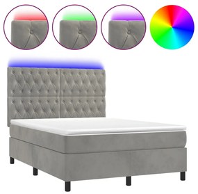 ΚΡΕΒΑΤΙ BOXSPRING ΜΕ ΣΤΡΩΜΑ&amp;LED ΑΝ. ΓΚΡΙ 140X190 ΕΚ. ΒΕΛΟΥΔΙΝΟ 3136299