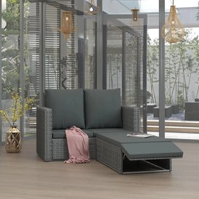 vidaXL Σαλόνι Κήπου 2 τεμ. Γκρι από Συνθετικό Ρατάν με Μαξιλάρια
