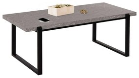 Τραπέζι Σαλονιού HM9585.02 120x60x46cm Με Μαύρη Μεταλλική Βάση Εφέ Μαρμάρου Grey Mdf, Metal