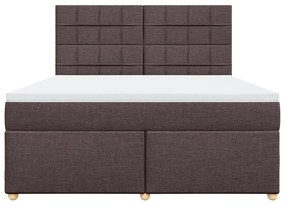 vidaXL Κρεβάτι Boxspring με Στρώμα Σκούρο Καφέ 180x200 εκ Υφασμάτινο