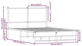 Σκελετός Κρεβ. Χωρίς Στρώμα Sonoma Δρυς 120x200 εκ. Μεταλλικό - Καφέ