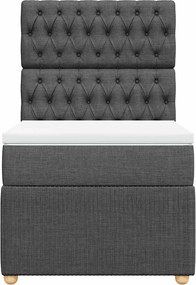 vidaXL Κρεβάτι Boxspring με Στρώμα Σκούρο Γκρι 90x200 εκ. Υφασμάτινο