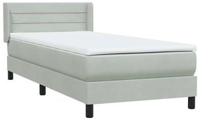 Box Spring κρεβάτι με στρώμα ανοιχτό γκρι 90x220 εκ. Βελούδινο - Γκρι