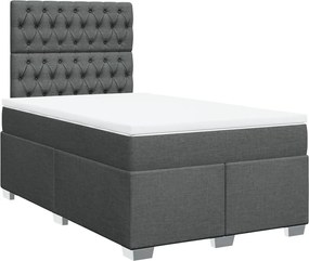 vidaXL Κρεβάτι Boxspring με Στρώμα Σκούρο Γκρι 120x190 εκ Υφασμάτινο