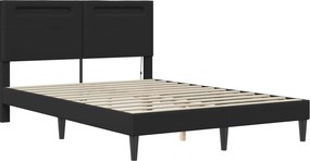 vidaXL Σκελετός κρεβατιού με στρώμα Μαύρο 140 x 190 cm Τεχνητό Δέρμα