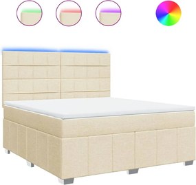 vidaXL Κρεβάτι Boxspring με Στρώμα Κρεμ 180x200 εκ. Υφασμάτινο