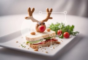 Intra Συλλεκτικό Ξύλινο Παζλ Plywood  4mm - Σάντουιτς κέρατου ταράνδου με φρέσκα λαχανικά Σε Ξύλινο Κουτί - Διαστάσεις: 10x10 cm – 25 κομμάτια