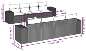 vidaXL Σαλόνι Κήπου Σετ 9 τεμ. Μπεζ Συνθετικό Ρατάν με Μαξιλάρια