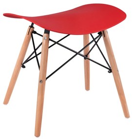 Stool with wooden legs Tonia  red 47x34.5x46.5cm